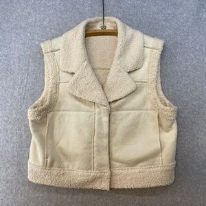 Marine Layer Vest Women's M Quebec Sherpa Natural Ivory Vegan Suede Cozy